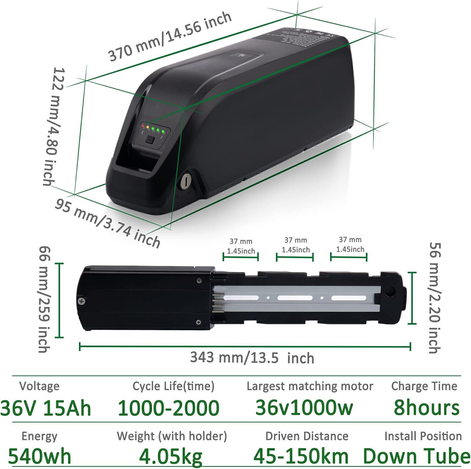 36V 48V 10Ah 15Ah Ebike Lithium Battery Pack for 0~1920W Electric Bike Motor BMS