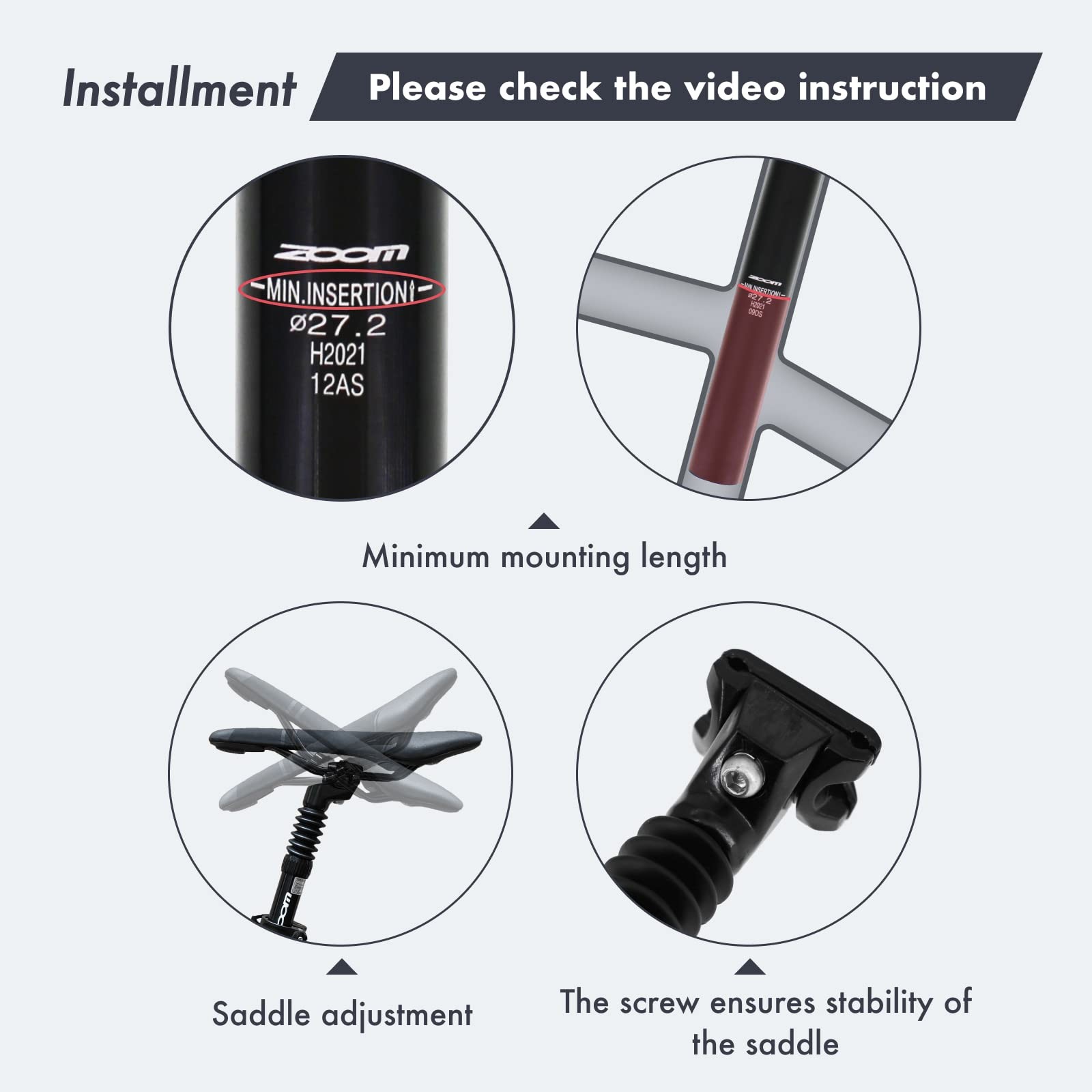 DJC Bike Suspension Seatpost Shock Absorber Damper Rubber Seat 25.4mm, black
