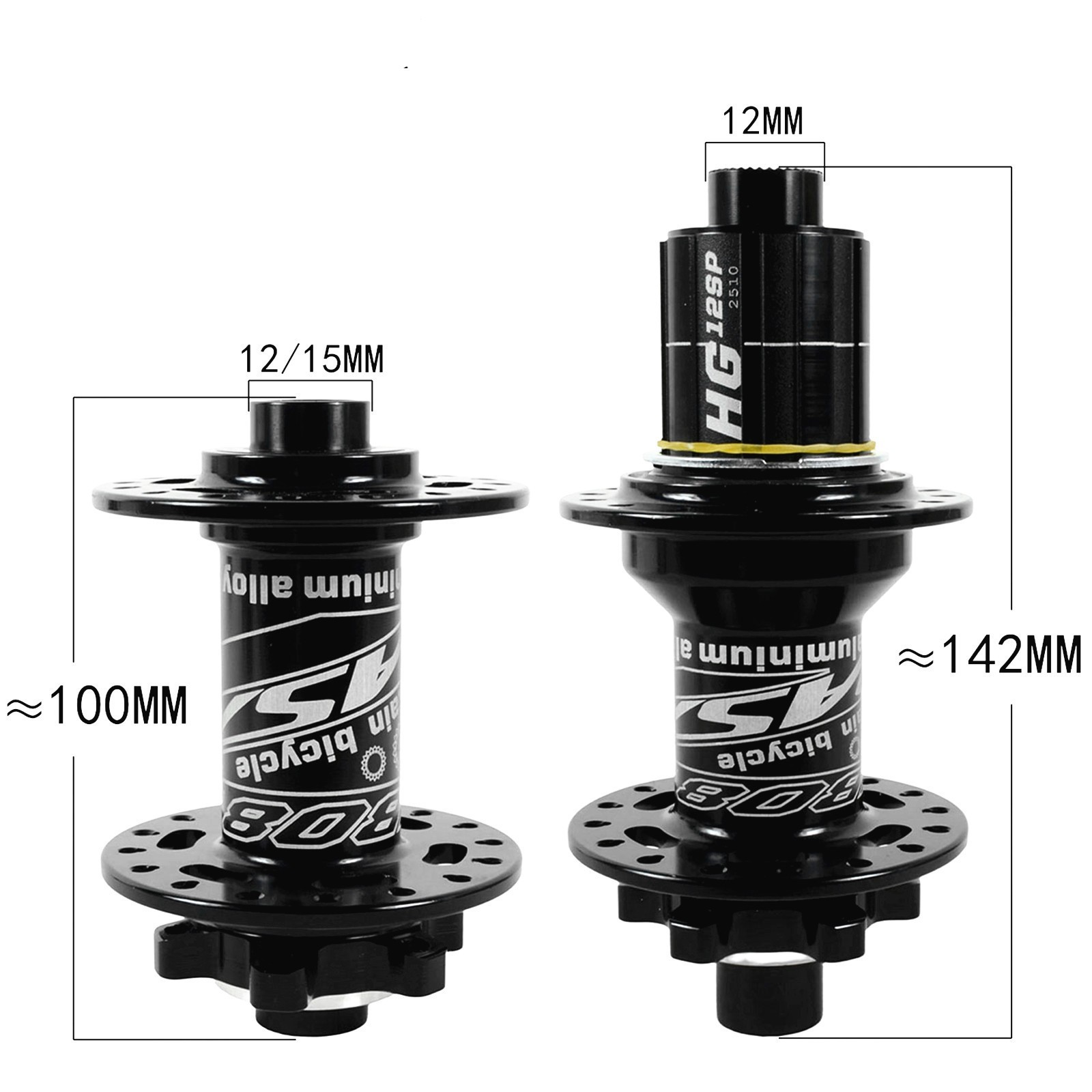 MTB Hub Set 32H 6 Bolt Thru Axle Disc Brake Fit For Shimano 8-11S,15×100+12×142