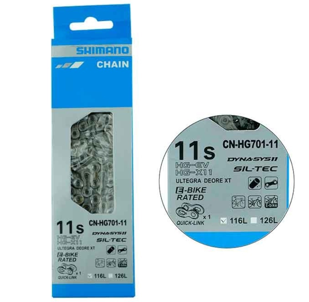 Shimano Ultegra Deore XT Sil-Tec 11 Speed Chain. E-bike Rated (CN-HG701-11)