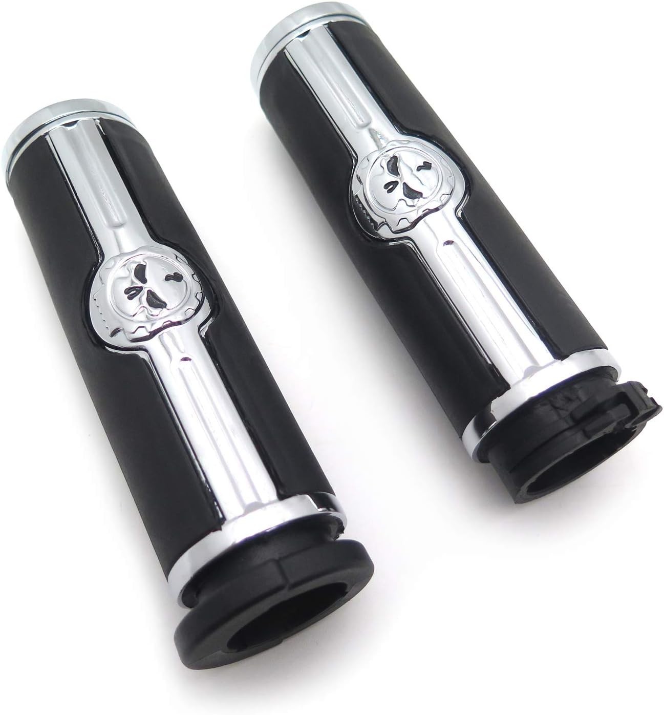 Chromed Handlebar Skull Grips to Compatible with 96-07 Touring Models and96-late