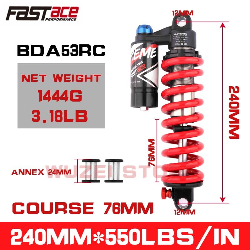 FASTACE BDA53RC MTB Bicycle Downhill DH Rear Shock 220mm 190mm 200/210/240mm