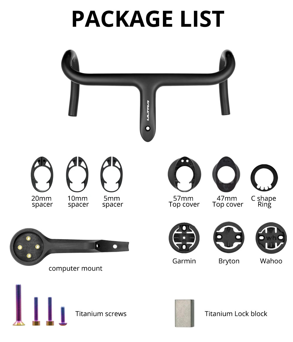 Carbon Fiber Integrated Road Bike Drop Bar -10 Degree Internal Cable 360mm-440mm