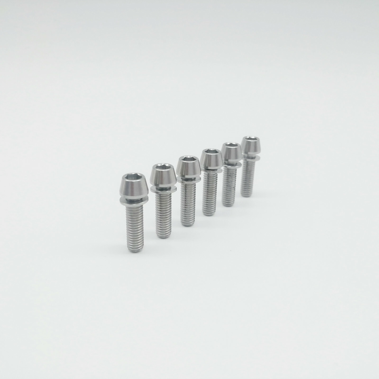 M5x18mm Titanium Ti Bike Stem Bolts Taper Head Bicycle Conical With Washers 6pcs
