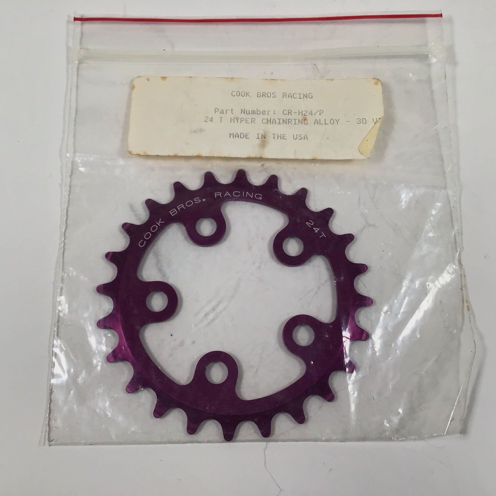 Cook Bros. Racing Inner Chainring 58mm BCD 24T 3DV Purple NOS Alloy Vintage MTB