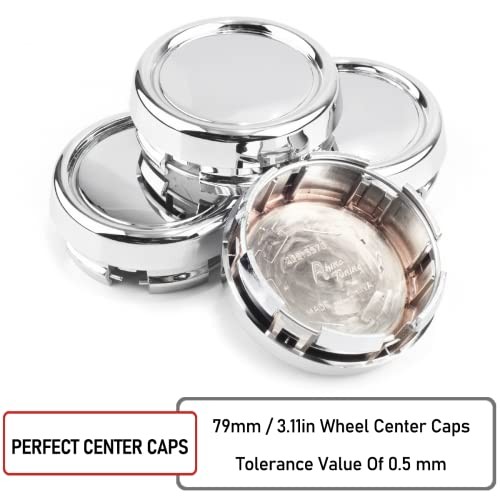 4pcs 79mm Wheel Center Caps for OD: 79mm / 3.11″, ID: 71.6mm / 2.82″ Chrome