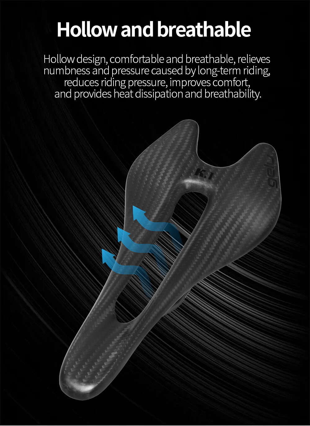 gelu Full Carbon Road Bike Saddle Bicycle Racing Seats ULTRALIGHT 54g/1.9oz