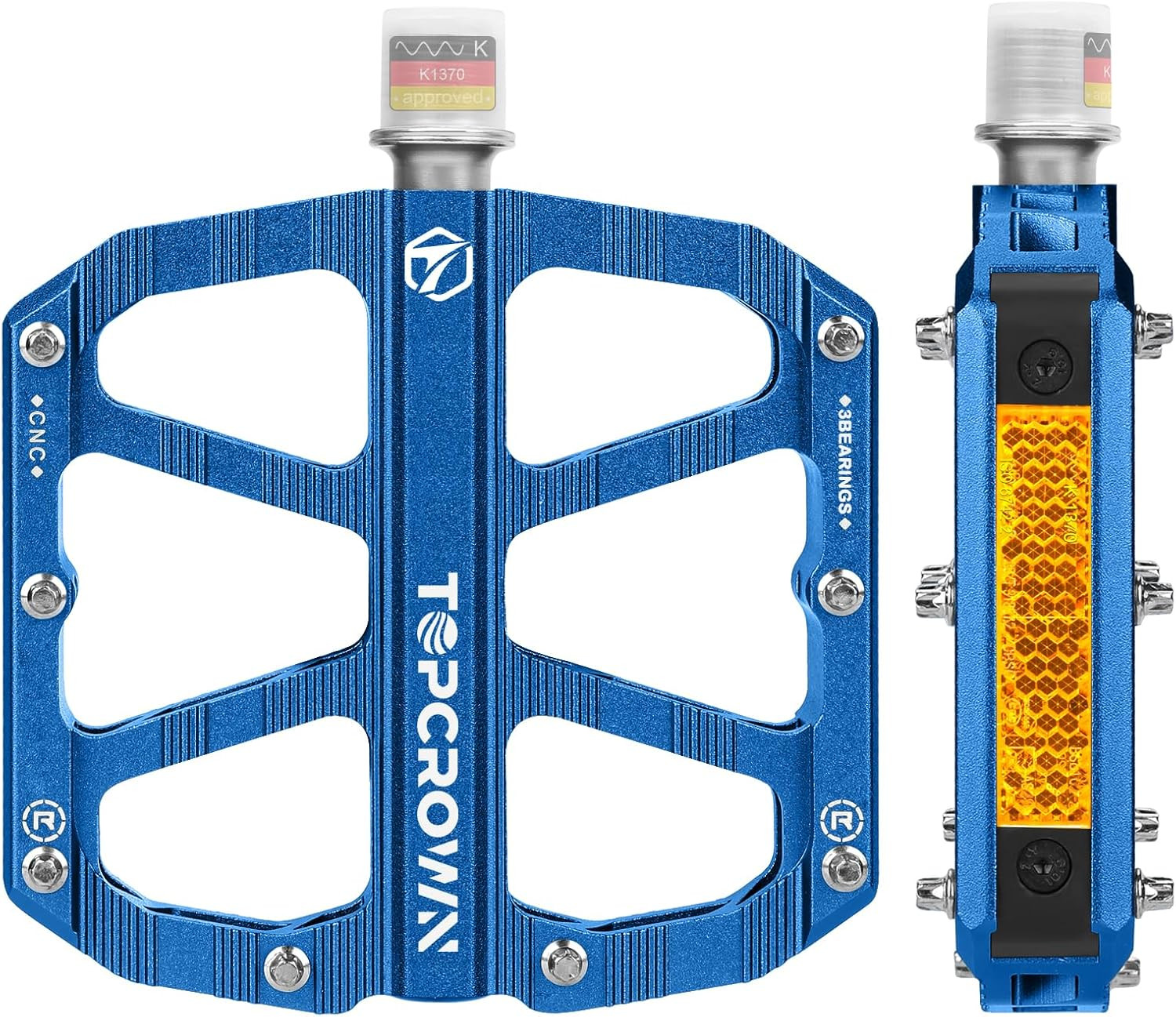 Mountain Bike Pedals with Reflectors, Aluminum Metal Bicycle Flat Pedals 9/16″ –
