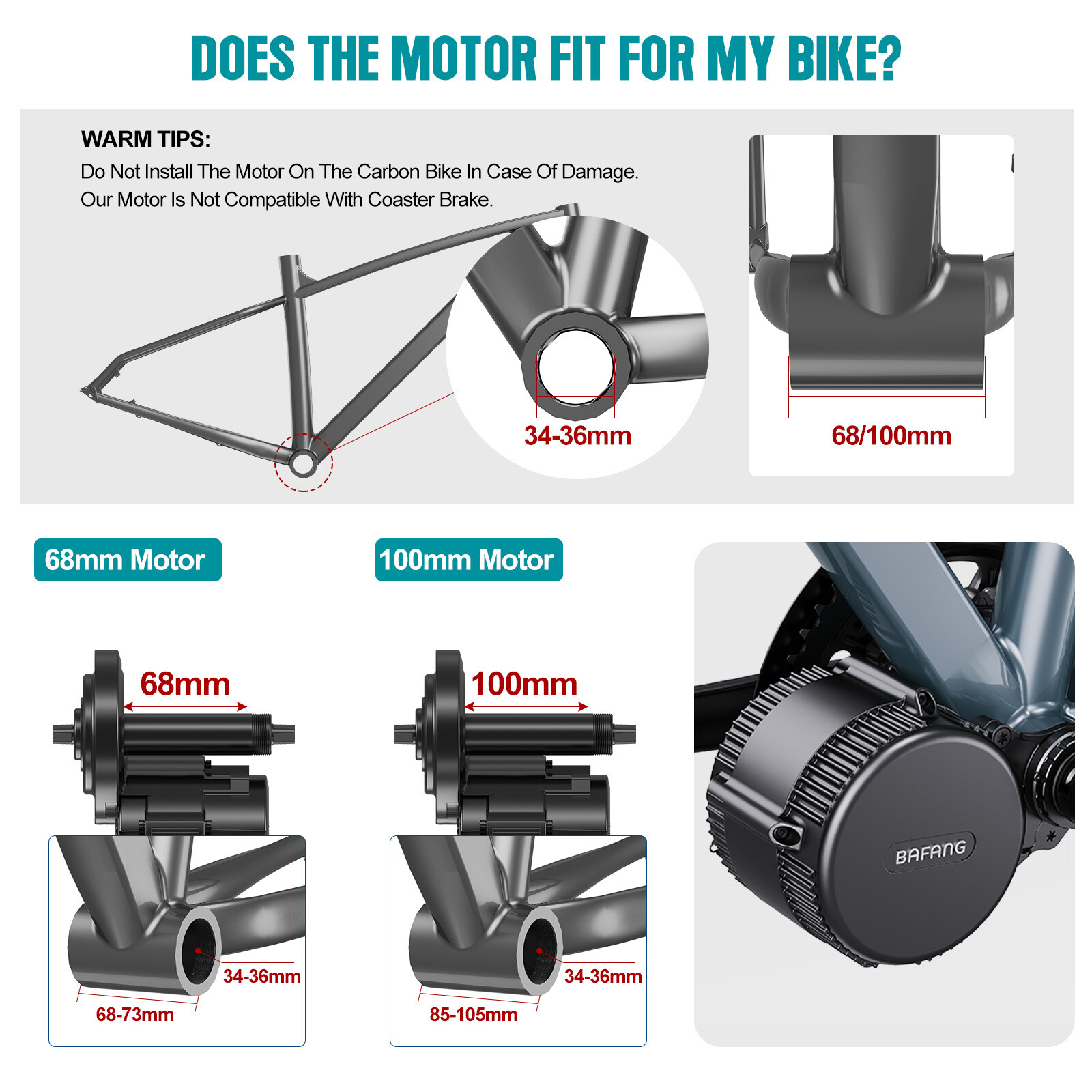 Bafang 52V1000W Electric Bicycle Conversion Kits BBSHD Mid Motor Kit 68-73mm US