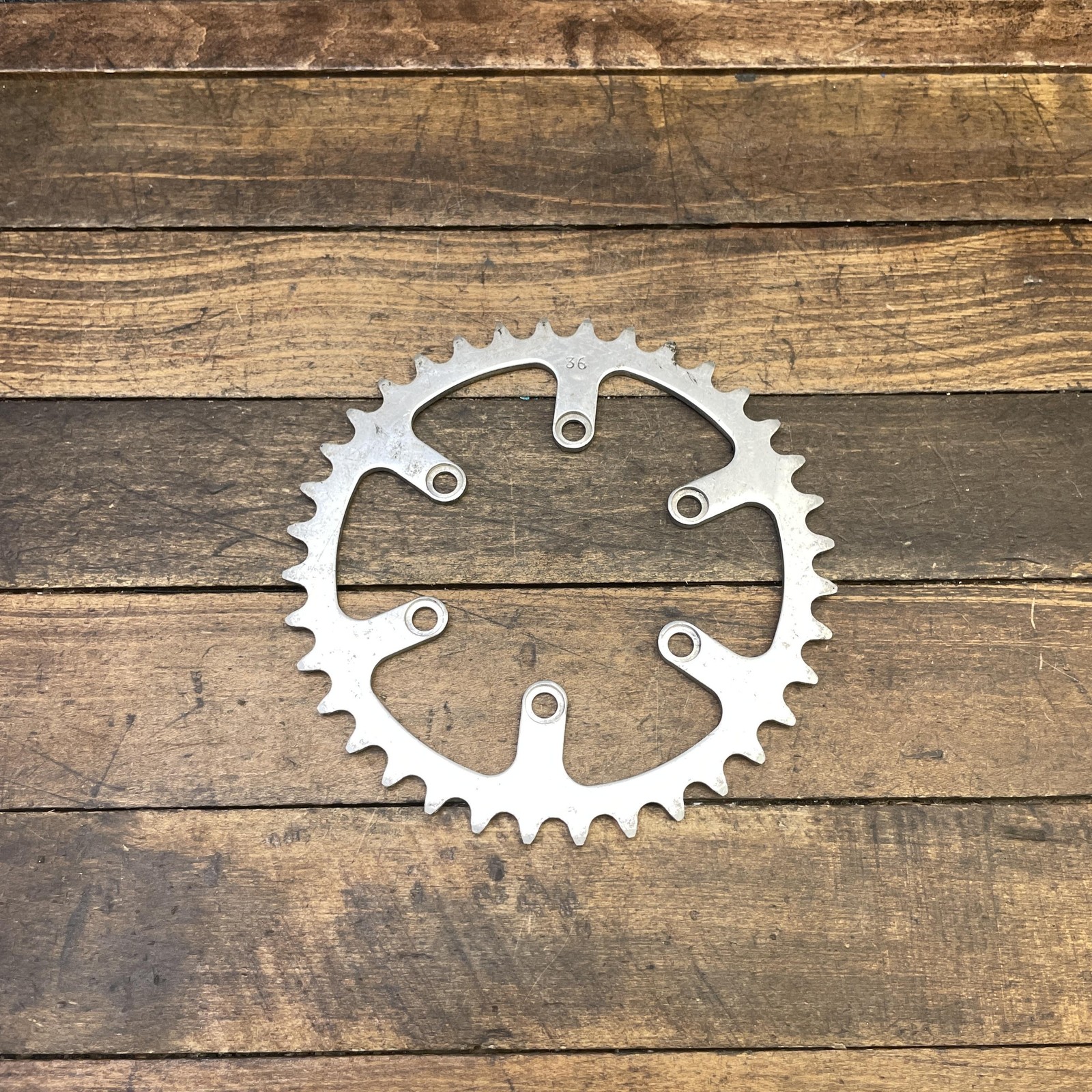 Vintage TA 36T Chainring 80 BCD 6-Bolt 3-Arm Silver Aluminum Bike Chainwheel