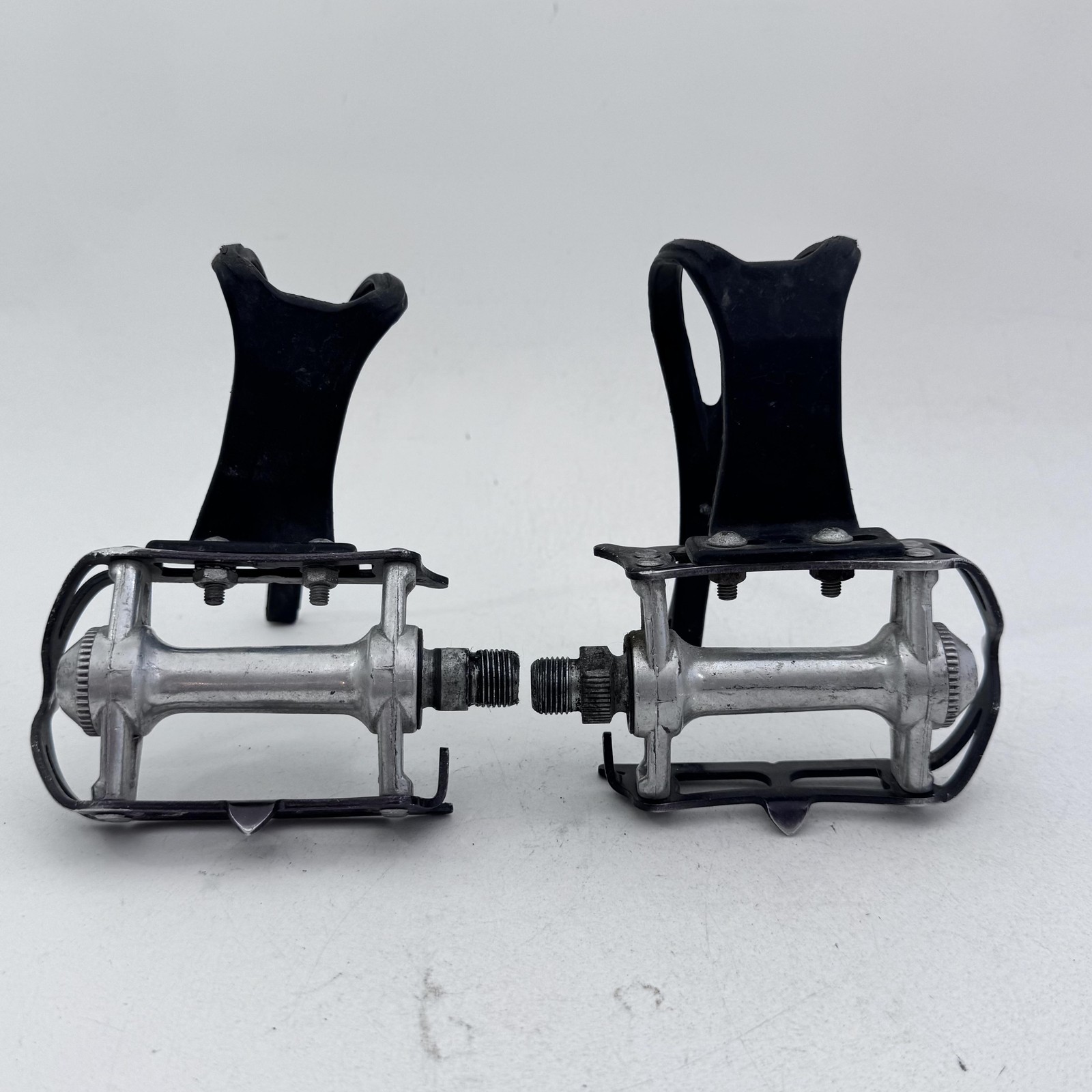 Vintage MKS Sylvan SY-1 Bike Pedals Christophe 9/16 in Toe Clips Black A68