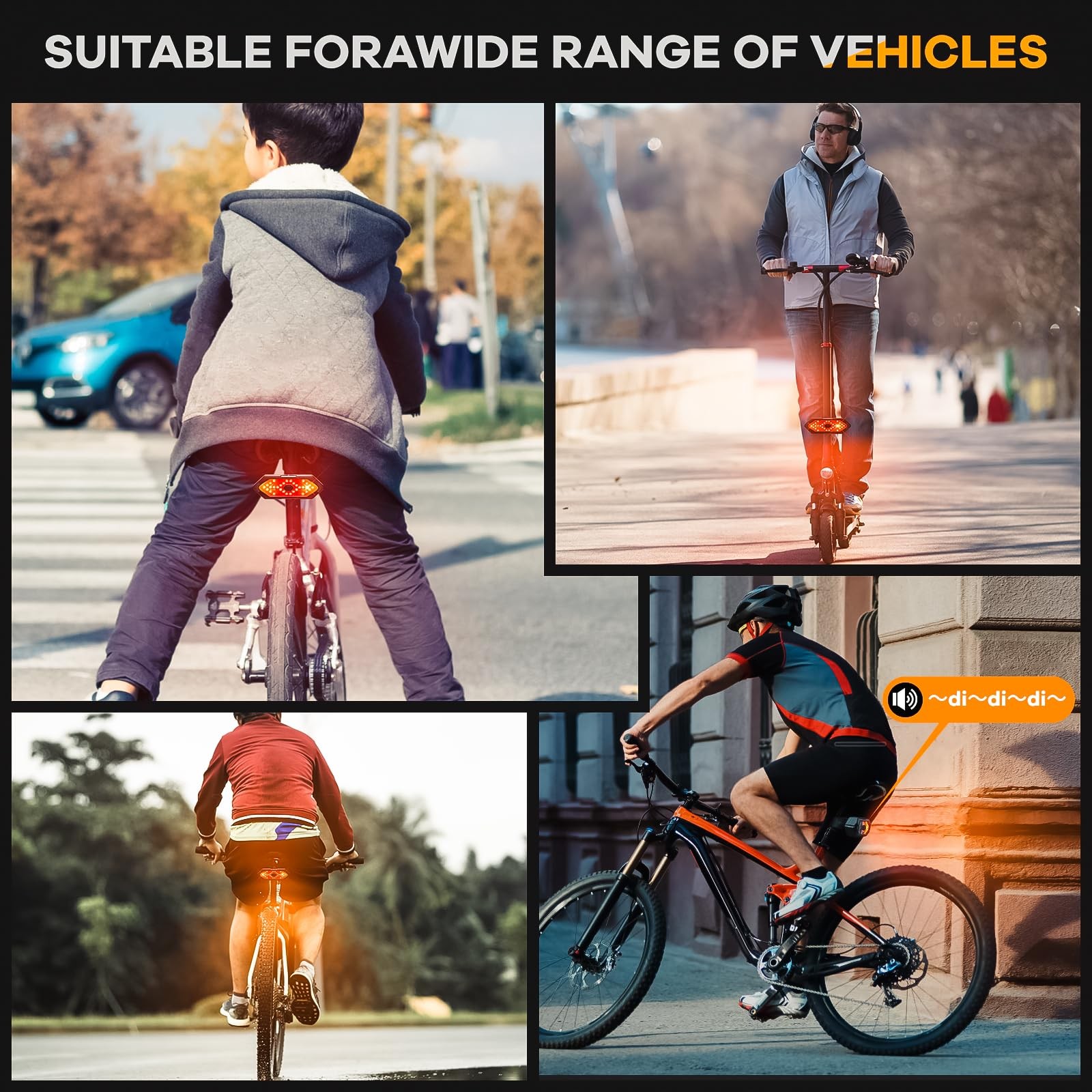 Bike Tail Light with Turn Signals USB Rechargeable Bike Turn Signals 120 Lumens