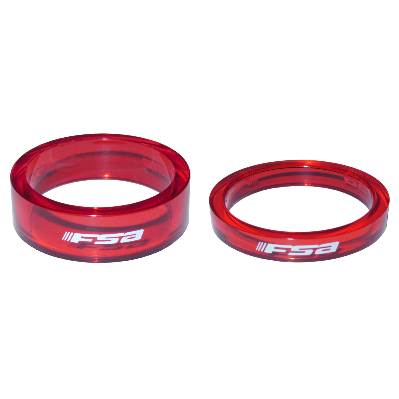 New FSA Transparent Red Threadless Bicycle Headset Spacer Kit 15mm (10+5) 1 1/8″