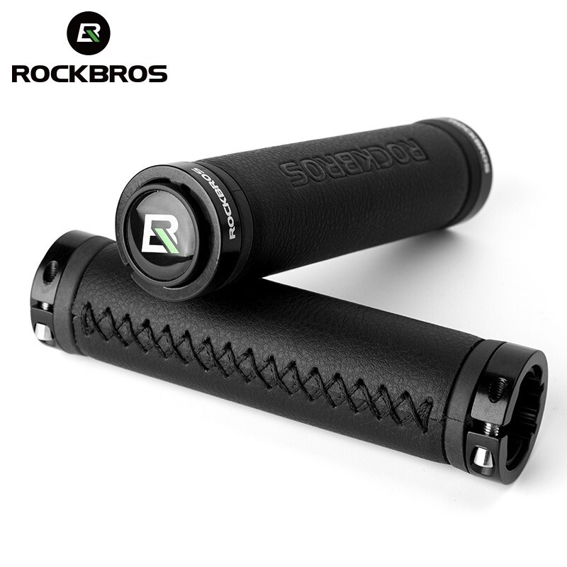 ROCKBROS Bike Handlebar Grips Microfiber Leather Double Lock Anti-Slip Handlebar
