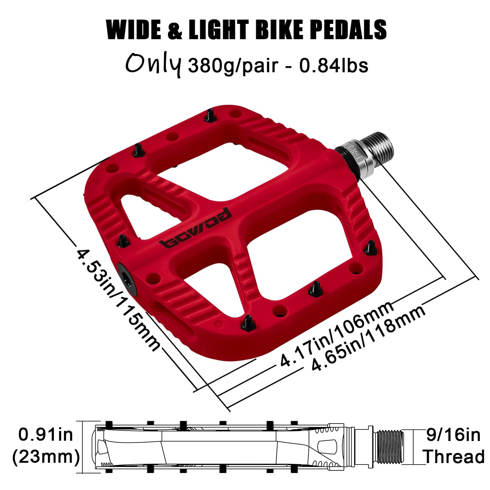 Bicycle Pedals Mountain Bike Adult Platform Flat Pedals Wide Bearing Red