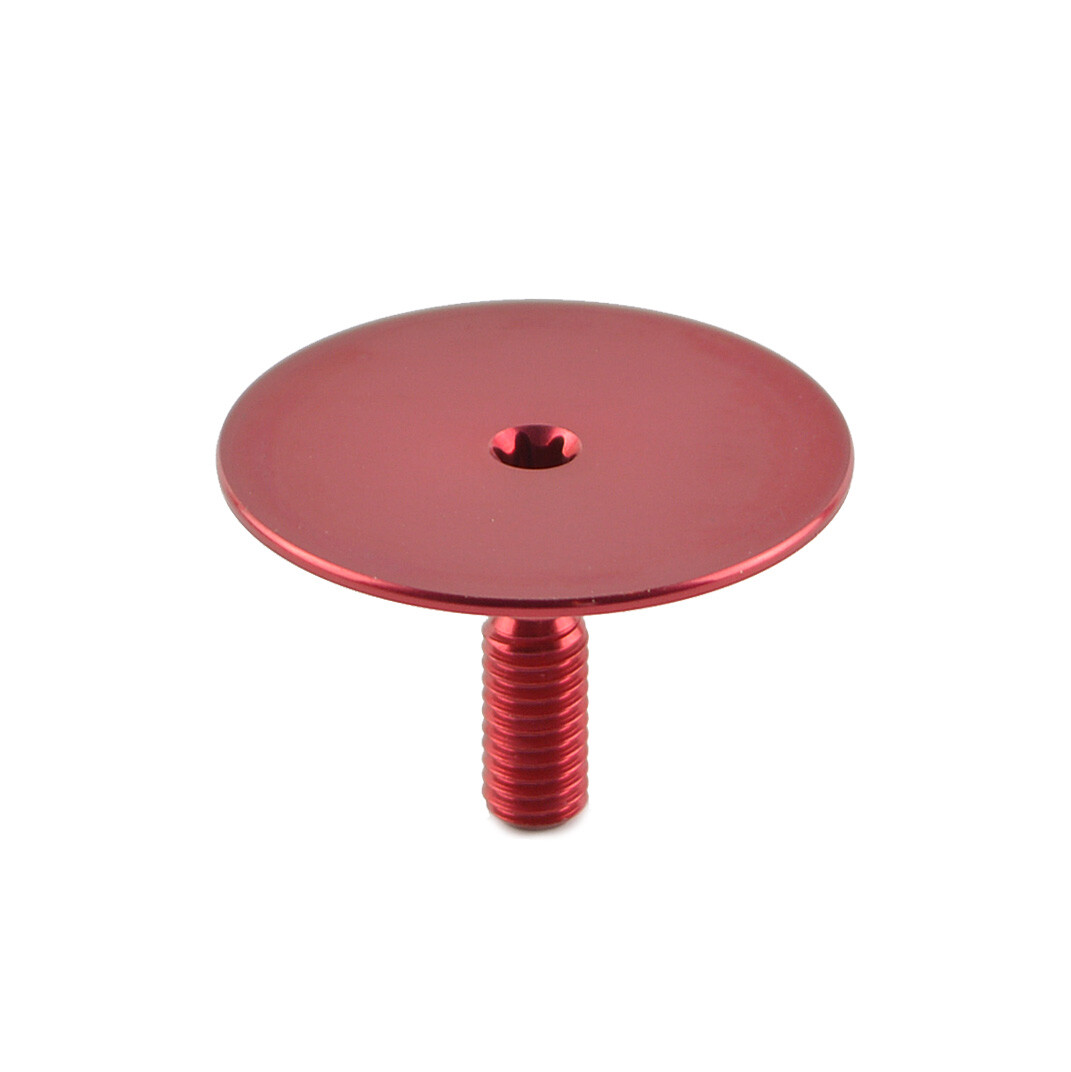 OMNI Racer WORLDS LIGHTEST Alloy Headset Top Cap & Bolt: JUST 3.4 grams!! RED