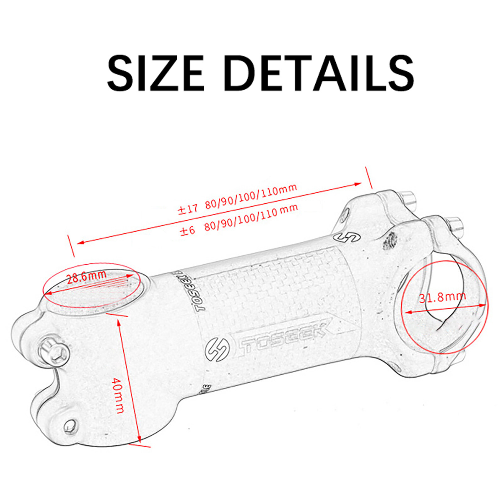 Carbon Fiber Bicycle Stem MTB Cycling Aluminum Road Bike Handlebar Stem 6°/17°