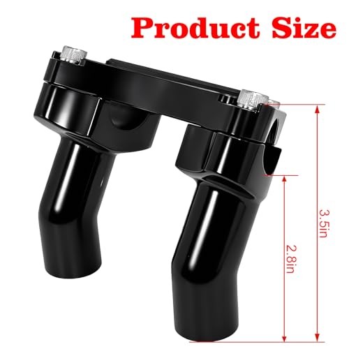 Black 1” Pullback Handlebar Risers and Top Clamp Kit 3.5″ Tall for Harley