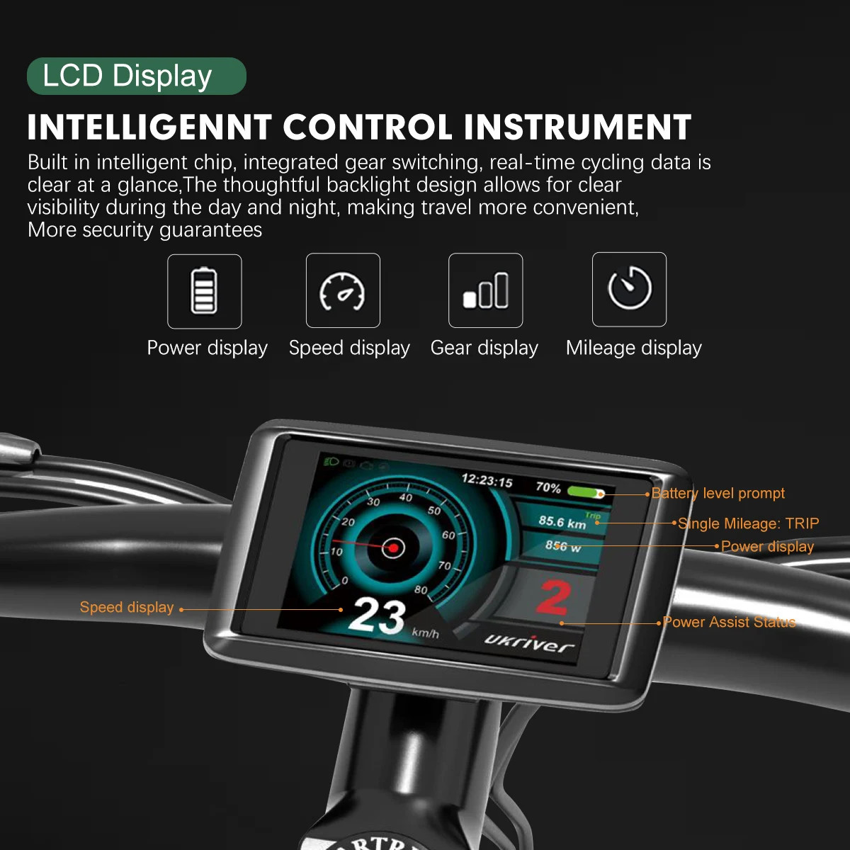 Electric Bicycle Display 24V 36V 48V 52V 60V 72V SM/Waterproof Plug Display