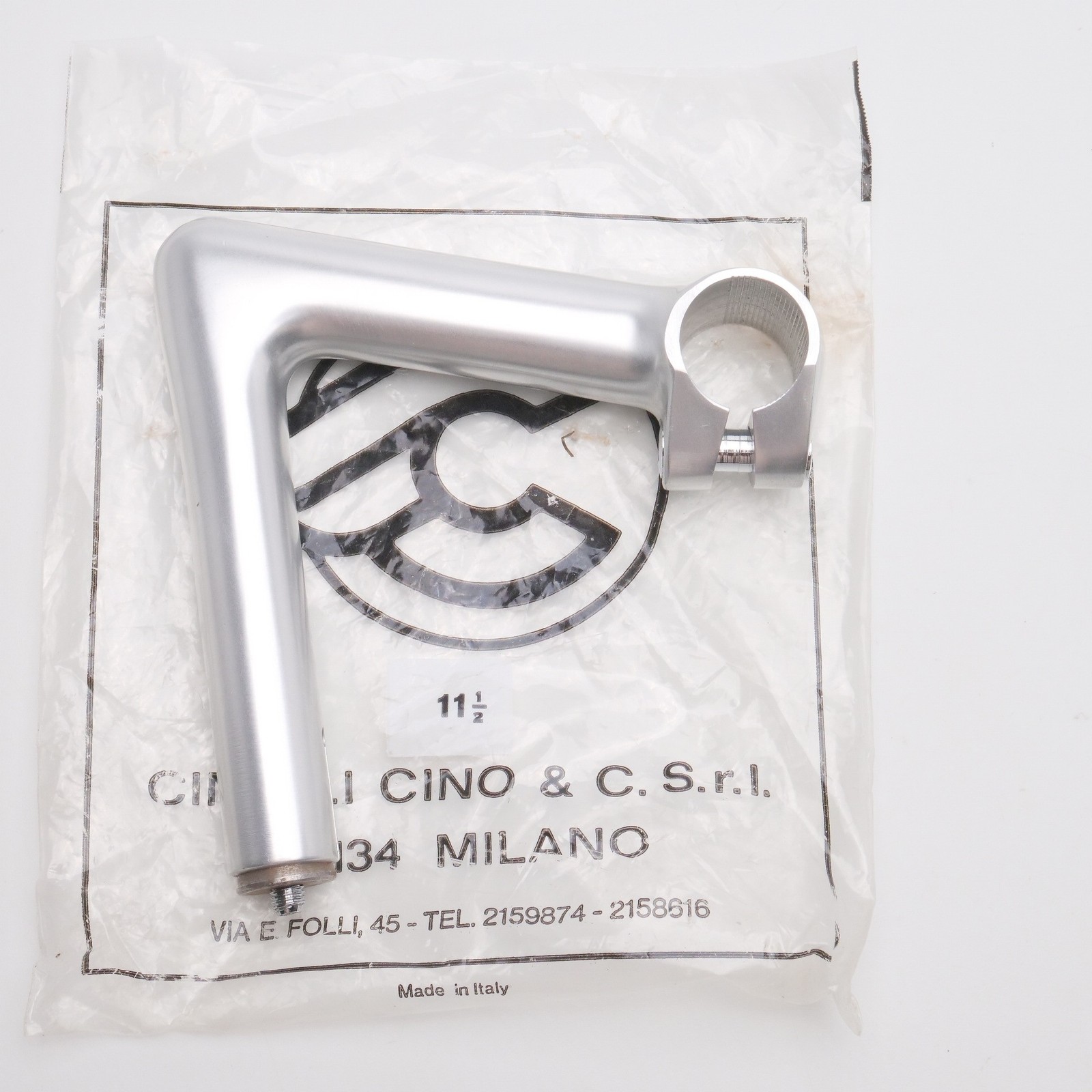 NOS Cinelli 1A Stem Quill 115mm Milano Logo 26.4 Silver 1″ Threaded Vintage