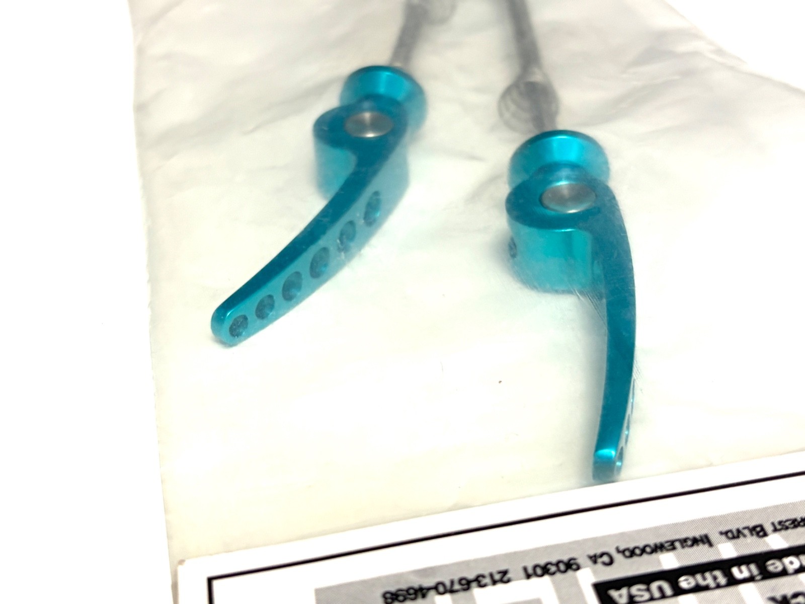 NOS FAT FEATHER Ti Rod QR Skewers Set Turquoise USA MTB 100/135mm