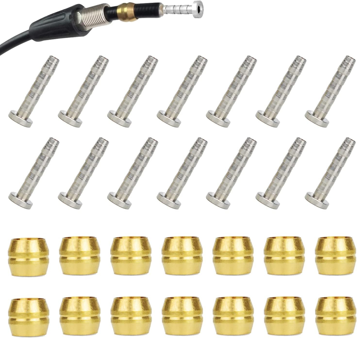 14 PCS BH90 Brake Olive and Barb – Brake Brass Olive and Steel Connecting Insert