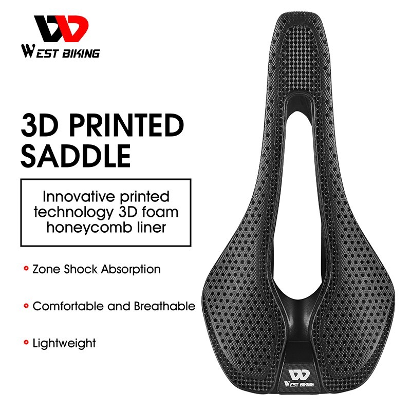 WEST BIKING 3D Printed Saddle Carbon Fiber Nylon Road Bike Hollow Bicycle Saddle