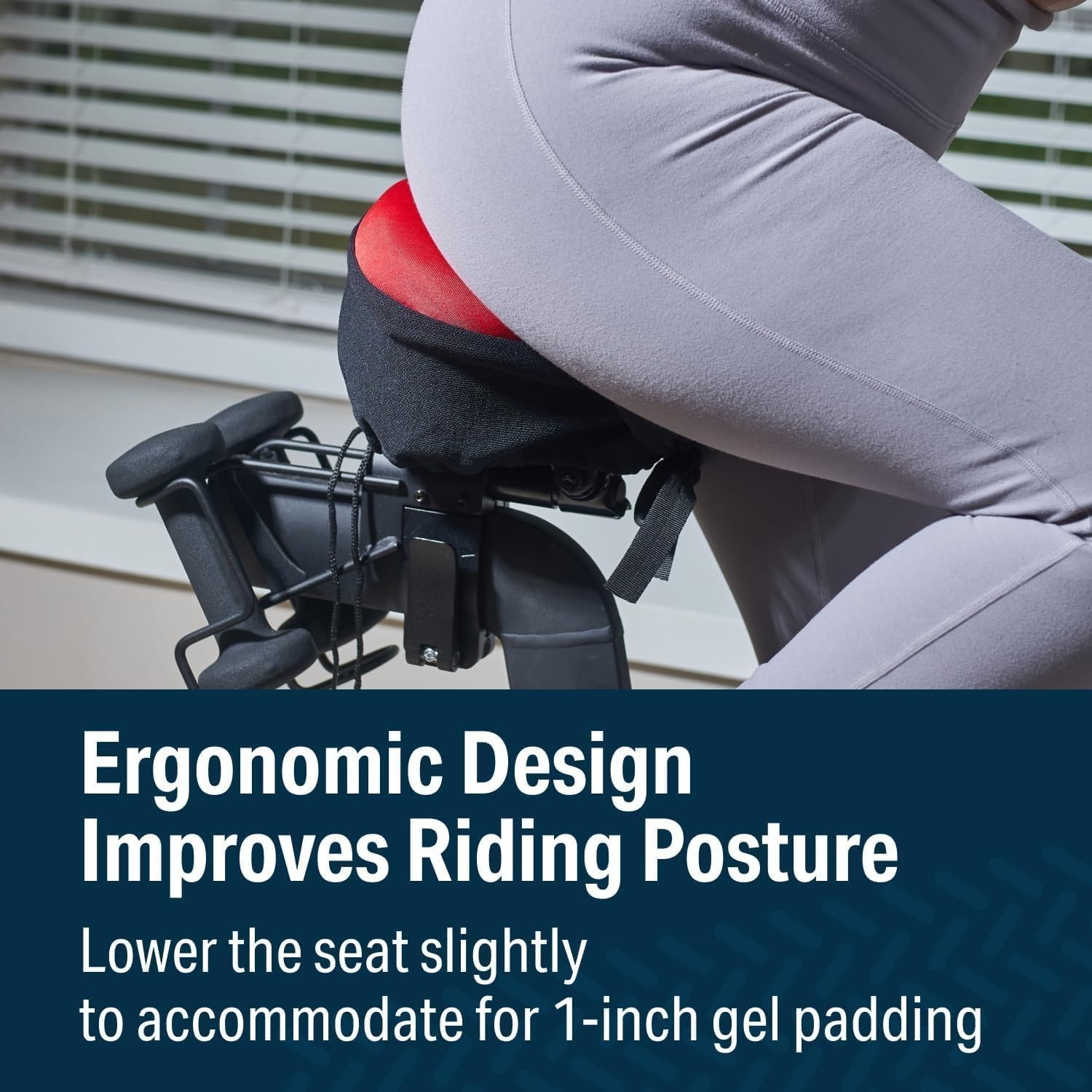 All-in-One Gel Seat Cushion for Exercise Bikes – Large, 11″x10″, 120kg Capacity