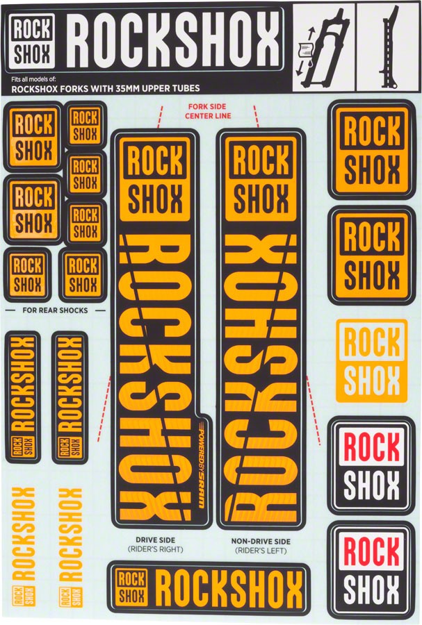 RockShox Fork Decal Kit – 35mm, Orange