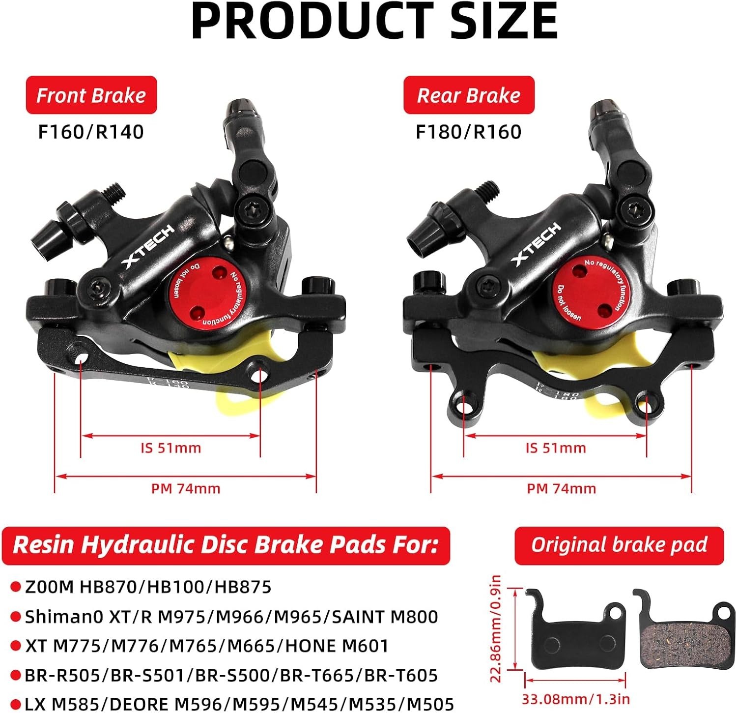 Z00M HB-100 Hydraulic Disc Brake Calipers Set MTB Bike Disc Brakes Front & Rear