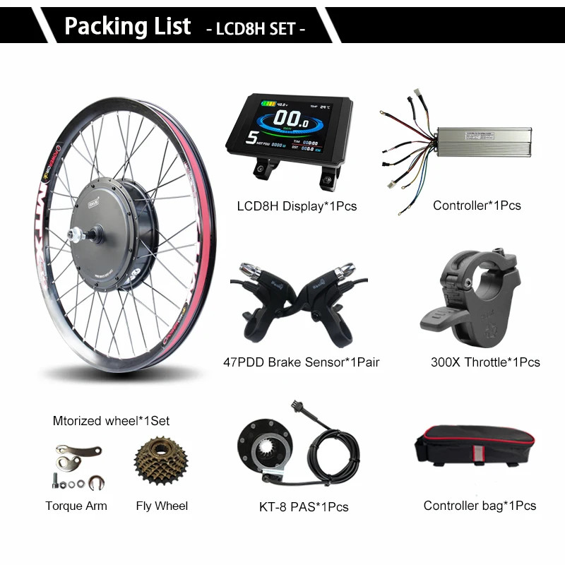 48V72V 1000W-3000W Electric Bicycle Rear Gearless Hub Motor Conversion Kit