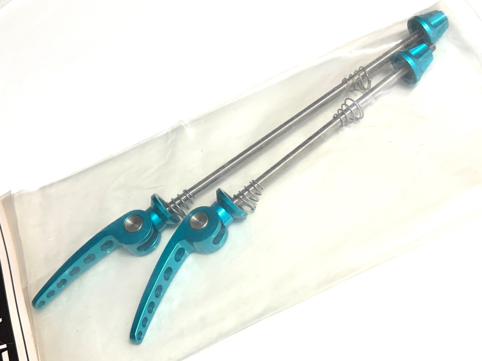 NOS FAT FEATHER Ti Rod QR Skewers Set Turquoise USA MTB 100/135mm