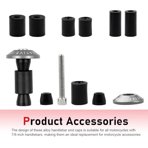 Motorcycle Bar Ends, Fit for 22.2mm (7/8″) Handlebar End Plugs, 2 PCS Silver