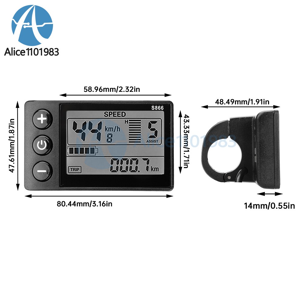 36V 48V 64V 40A 30A 20A Brushless Motor Controller E-Bike S866 LCD Display Meter