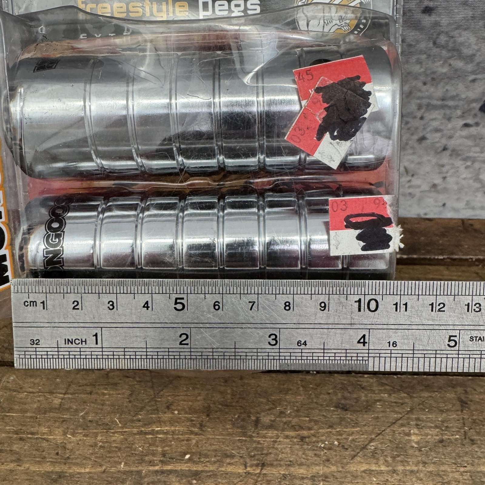 Vintage Mongoose BMX Freestyle Axle Pegs NOS Pair 3/8 26T 4.5×1.5 Steel New