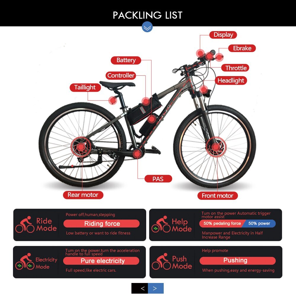 Electric Bike Conversion Kit 36V 48V 350W Rear Rotate Hub Motor Waterproof Plug