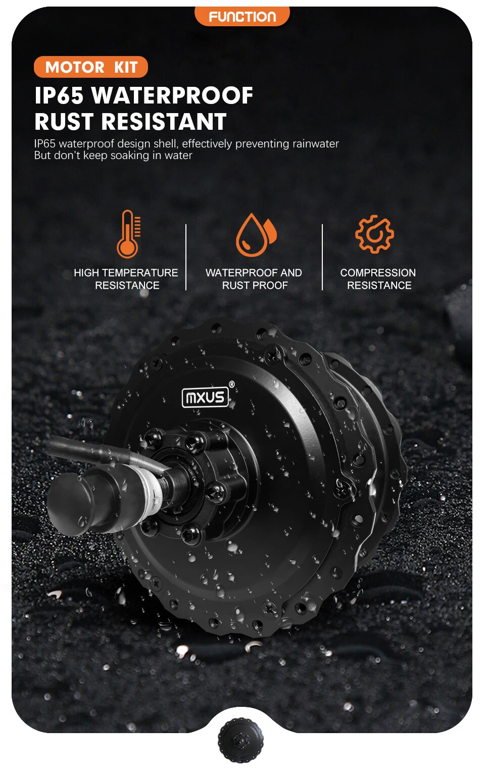 48V 750W Brushless Front/Rear Hub Motor Wheel Dropout 170mm for Snow Bike Kit