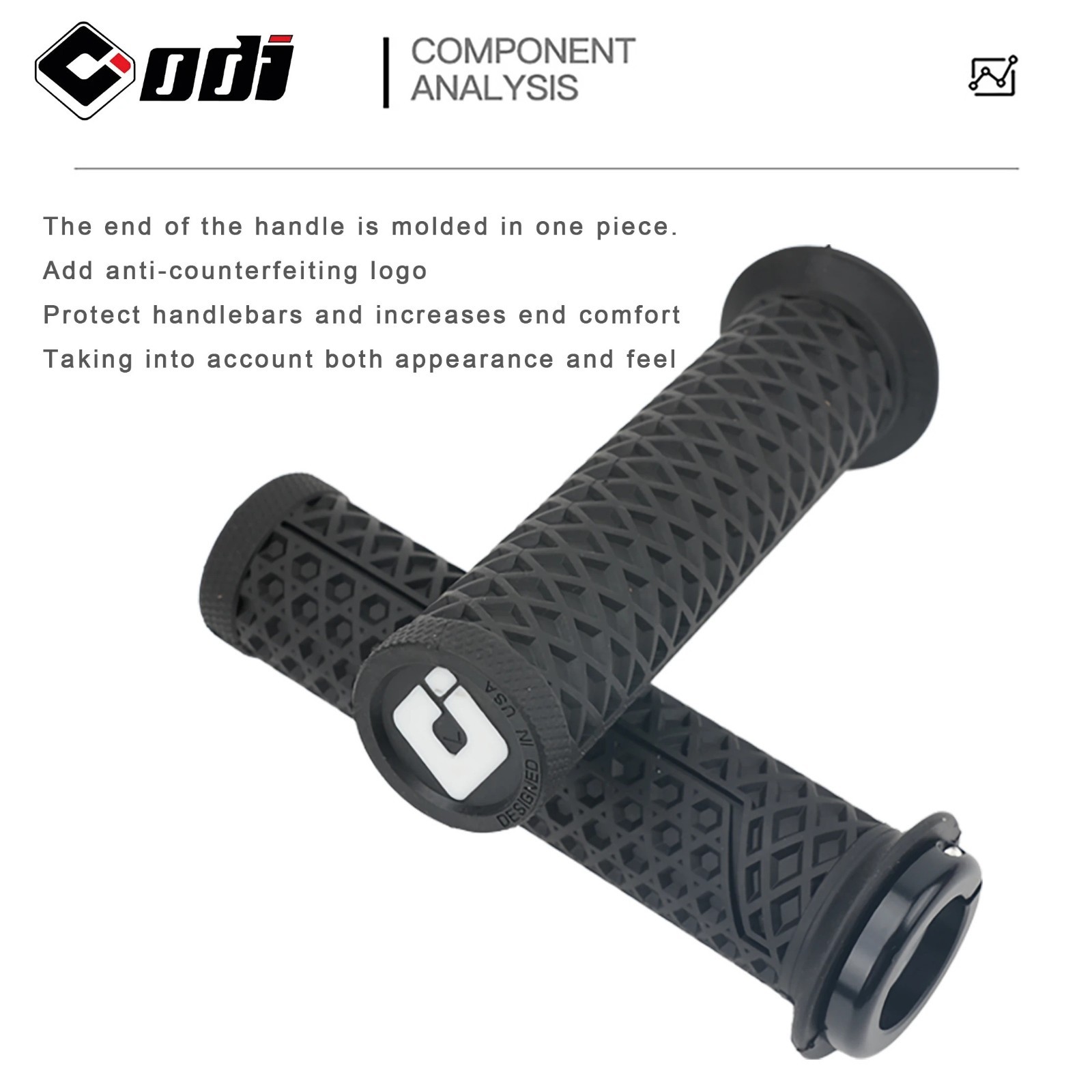 ODI VS-21 MTB Handlebar Grips Lock-On Silicone Waffle Pattern Anti-Slip 130mm