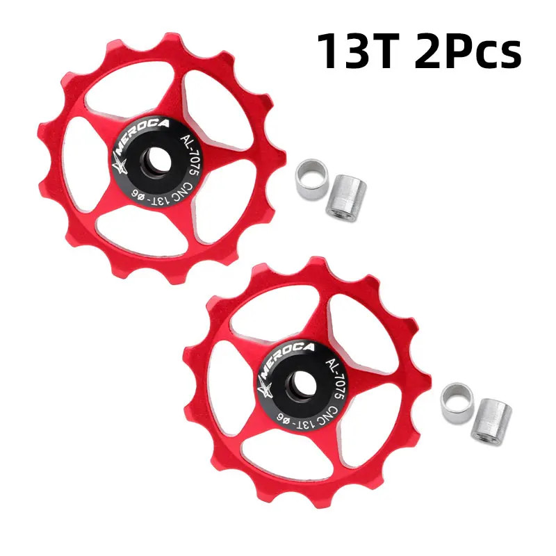 2PCS MTB Road Bike Jockey Wheel 11T 13T CNC 7075 Alloy Bearing Pulley