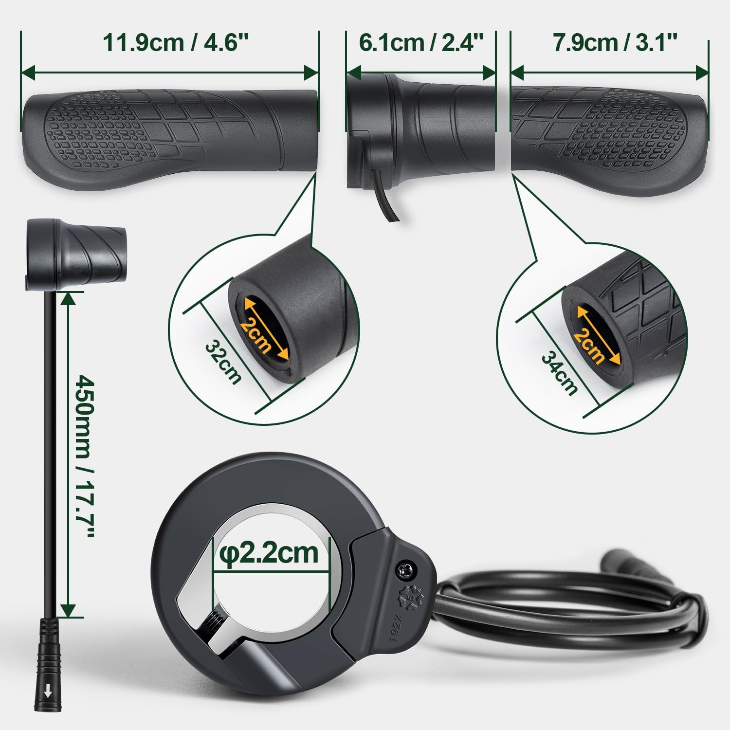 3 Pin Female Ebike HalfTwist Throttle For BAFANG BBS01B BBS02B BBSHD Motors