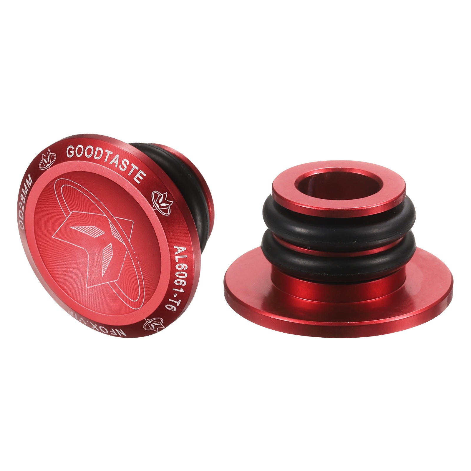 Bar End Plugs Aluminum Handlebar End Caps 0.57oz Bike Plugs with Rings Red