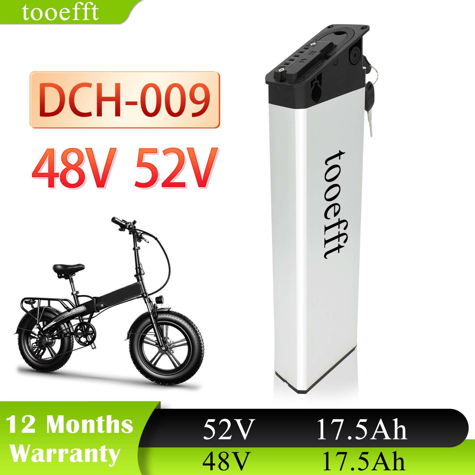 tooefft 48V 52V 17.5Ah Lithium Ion Electric Ebike batteries for MATE X Engwe