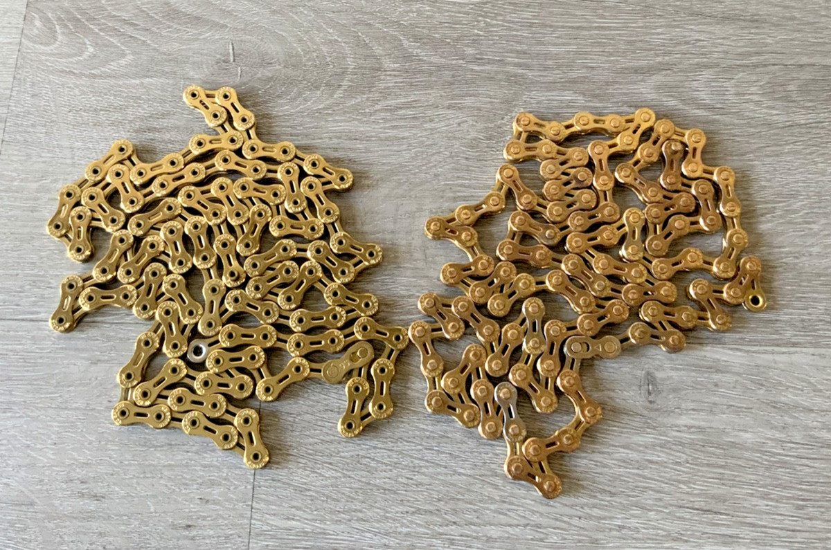 VG 9 SPEEDS CHAIN MODEL 7801 SILVER 106 AND 110 LINKS GOLD