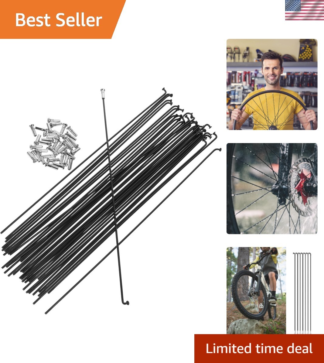 36Pcs 14G Bicycle Spokes with J-Bend Design – 260mm Alloy Steel Set