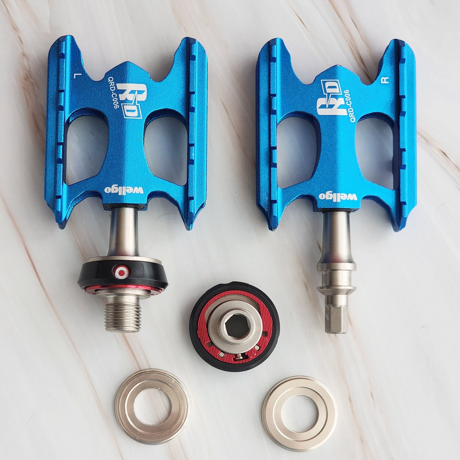 Wellgo QRDII C006 Removeable Pedals, Aluminum 6061 CNC, Blue – 1 pair