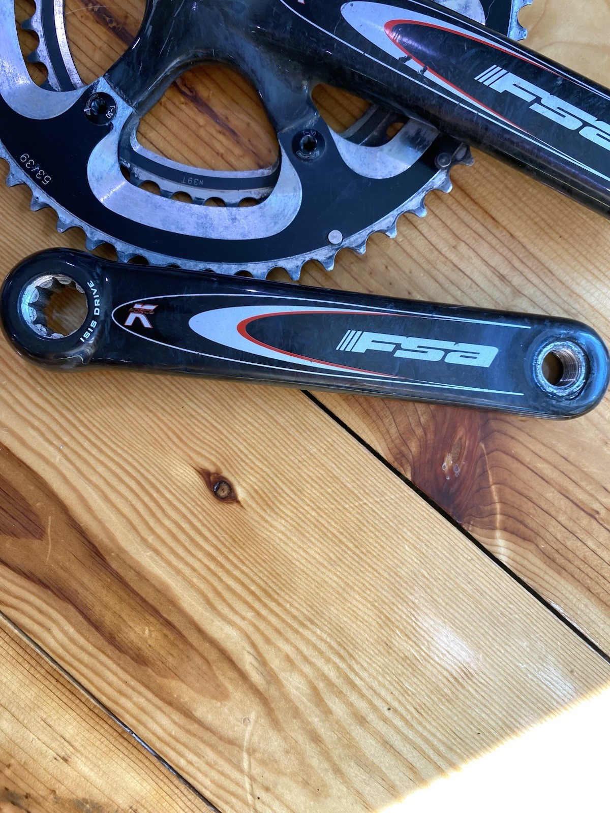 FSA K FORCE LIGHT CARBON CRANKSET 172.5MM TRIPLE 53/39 TOOTH