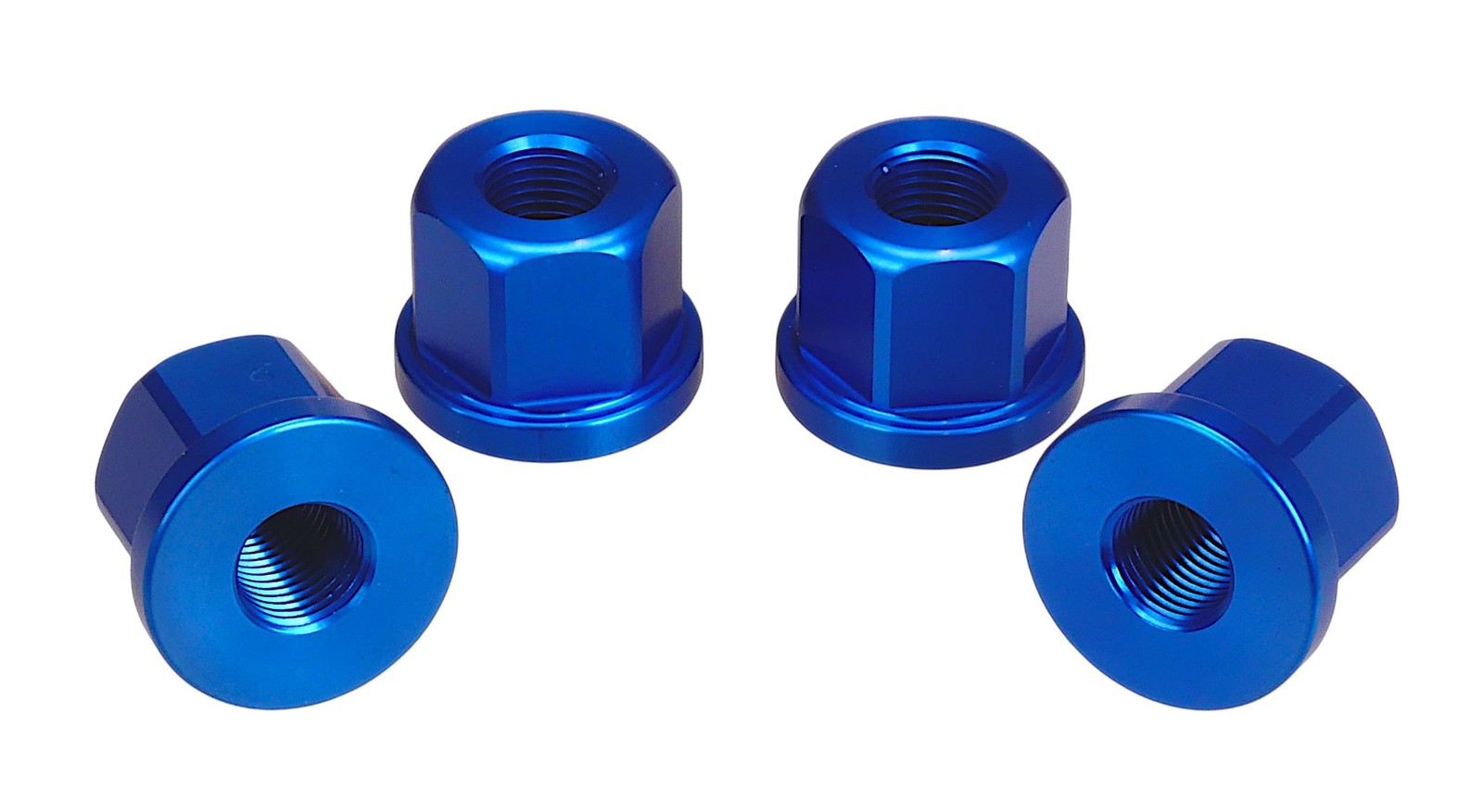 3/8″ X 26T REGULAR axle nut set 7075 aluminum (SET OF 4) BLUE