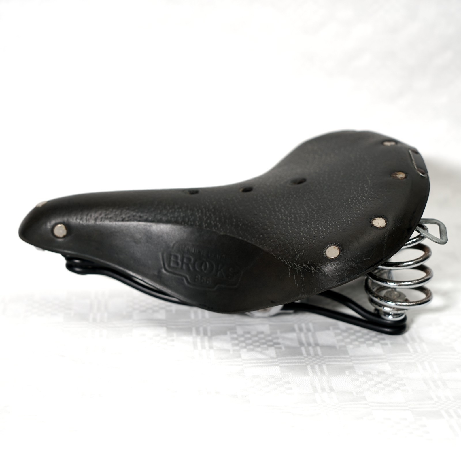 Vintage Brooks B66 Black Leather Bicycle Saddle Suspension Saddle Made in England