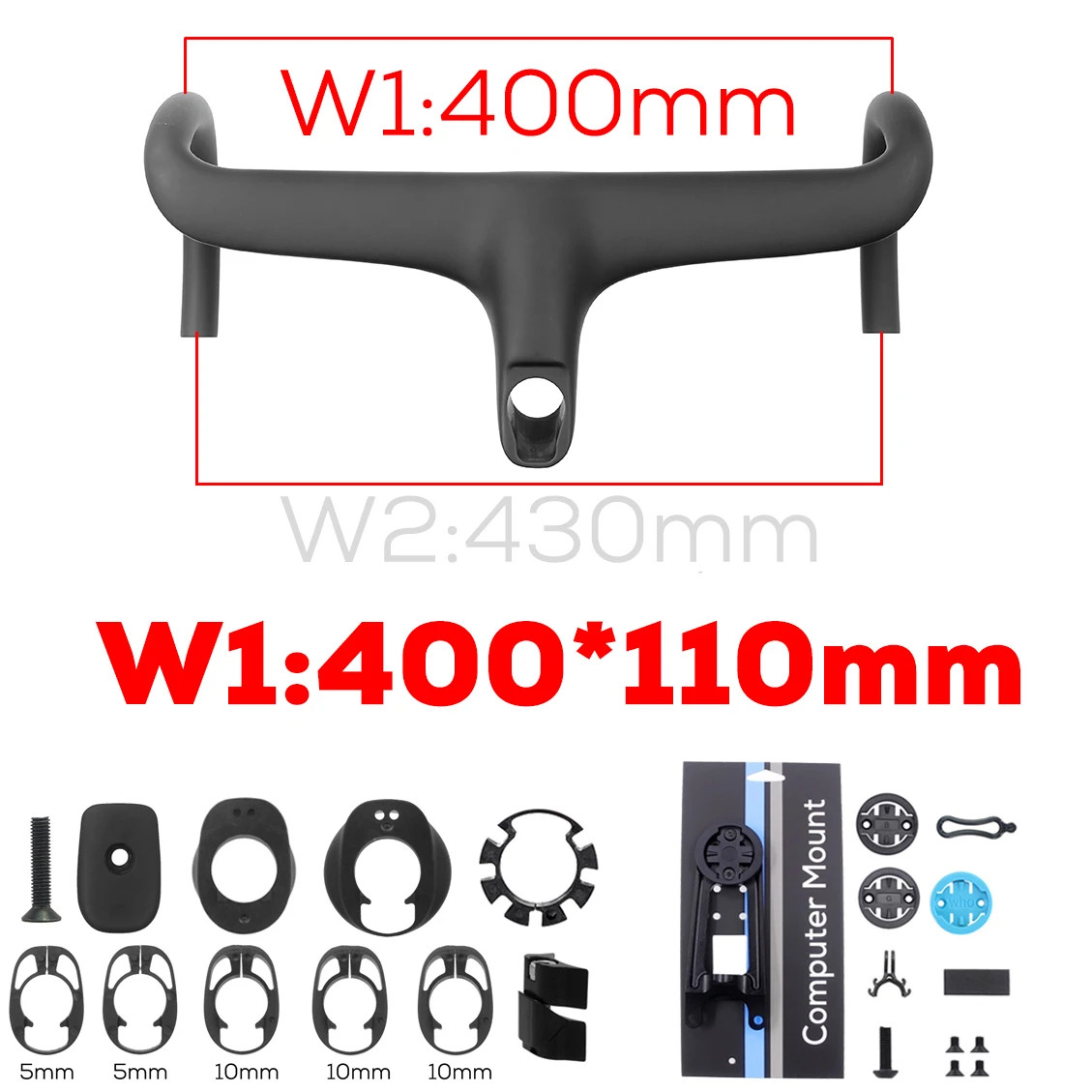 Carbon Internal Cable Integrated Road Bicycle Drop Bar 360-380mm with Spacers