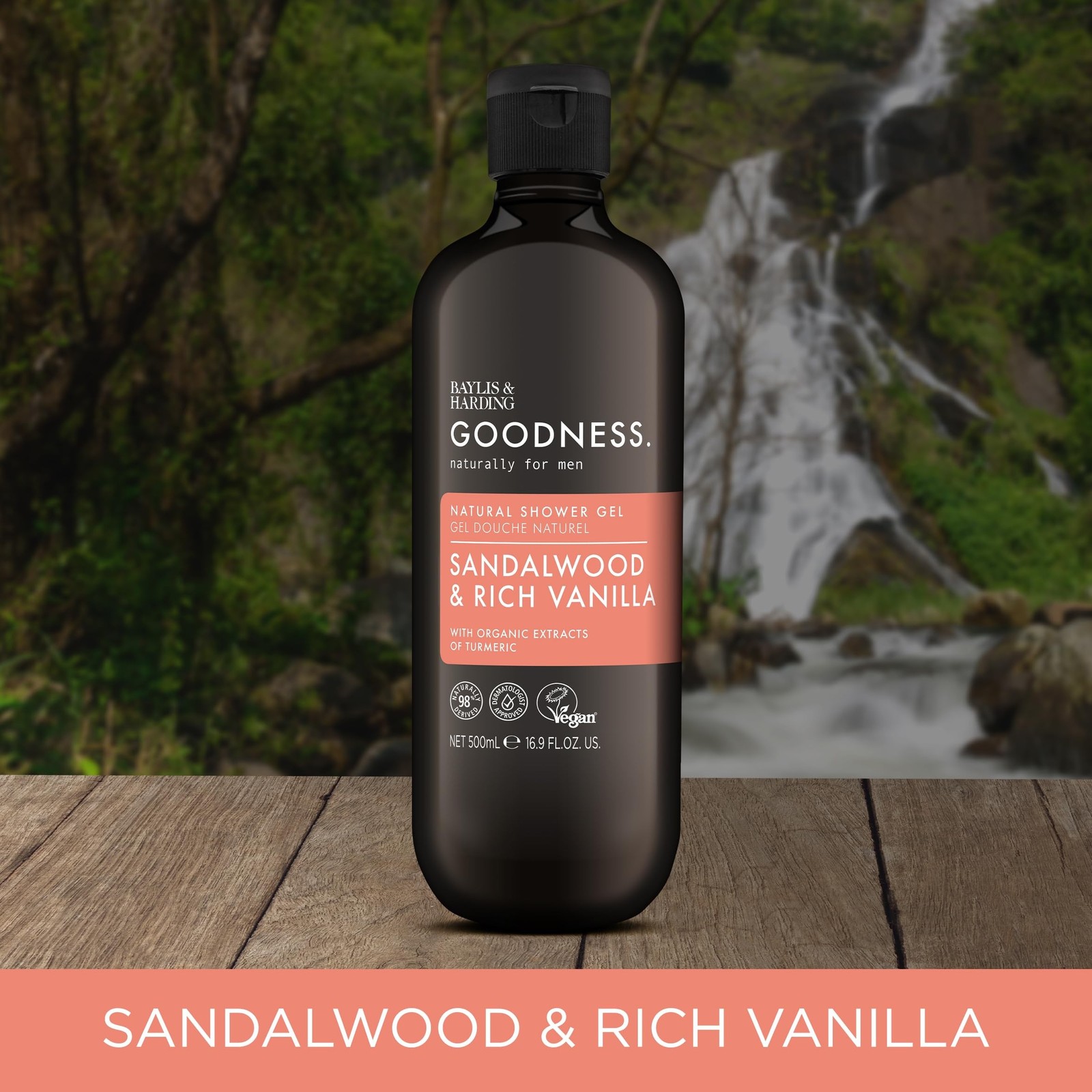 Baylis & Harding Goodness Men’s Sandalwood & Vanilla Natural Body Wash, 16.9 …